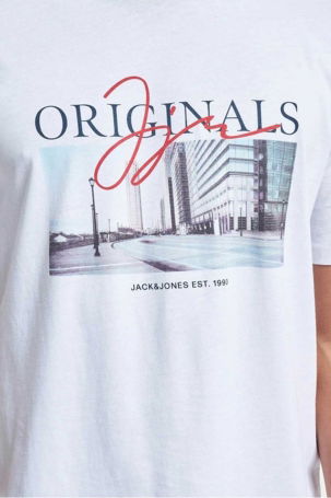 Jack & Jones Erkek Jorjoshua Baskı Detaylı Bisiklet Yaka T-Shirt 12228257 Beyaz - 4