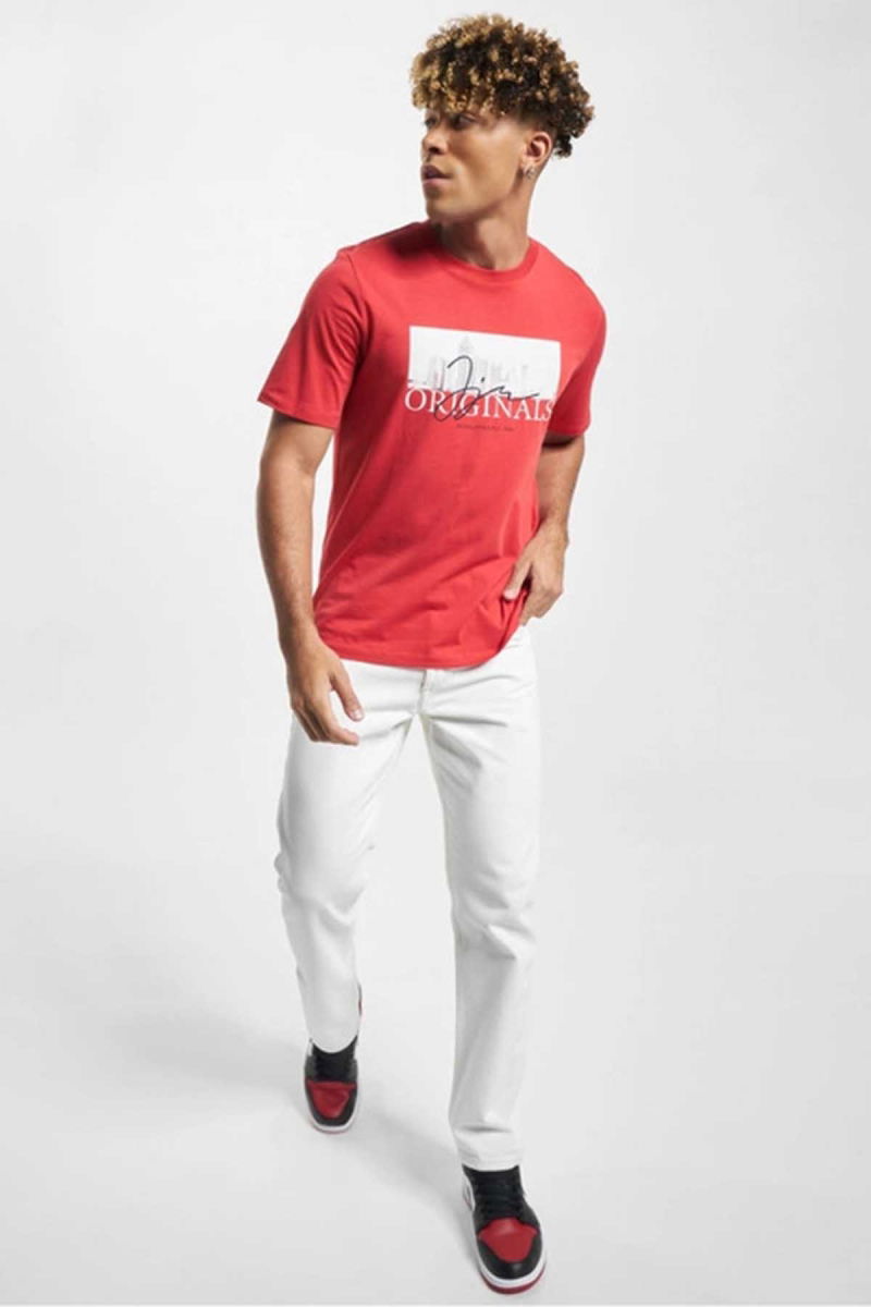 Jack & Jones Erkek Jorjoshua Baskı Detaylı Bisiklet Yaka T-Shirt 12228257 Kırmızı - 2