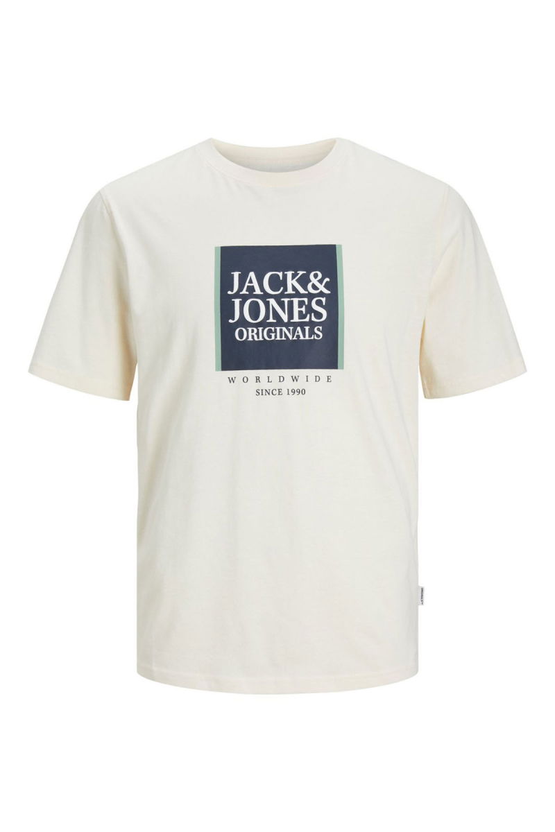 Jack & Jones Erkek Jorlafayette Baskı Detaylı Bisiklet Yaka %100 Pamuk T-Shirt 12252681 Bej - 1