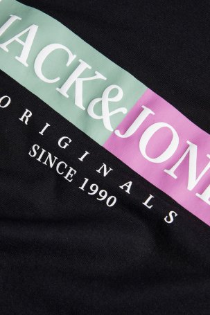 Jack & Jones Erkek Jorlafayette Baskı Detaylı Bisiklet Yaka %100 Pamuk T-Shirt 12252681 Siyah - 3
