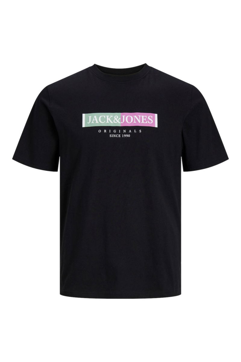 Jack & Jones Erkek Jorlafayette Baskı Detaylı Bisiklet Yaka %100 Pamuk T-Shirt 12252681 Siyah - 1