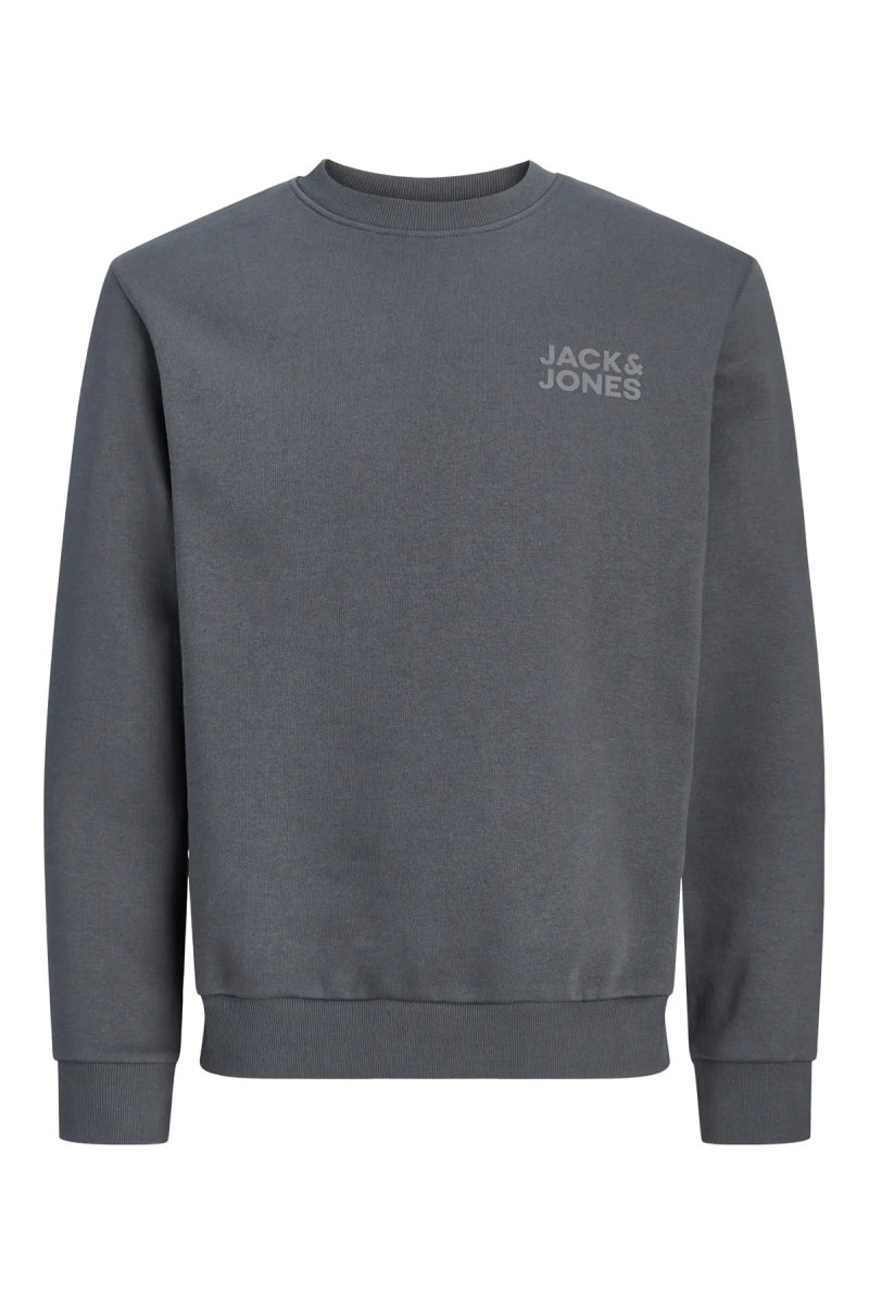 Jack & Jones Erkek Jorlogo Rahat Kalıp Bisiklet Yaka Sweatshirt 12290659 Asfalt - Jack & Jones