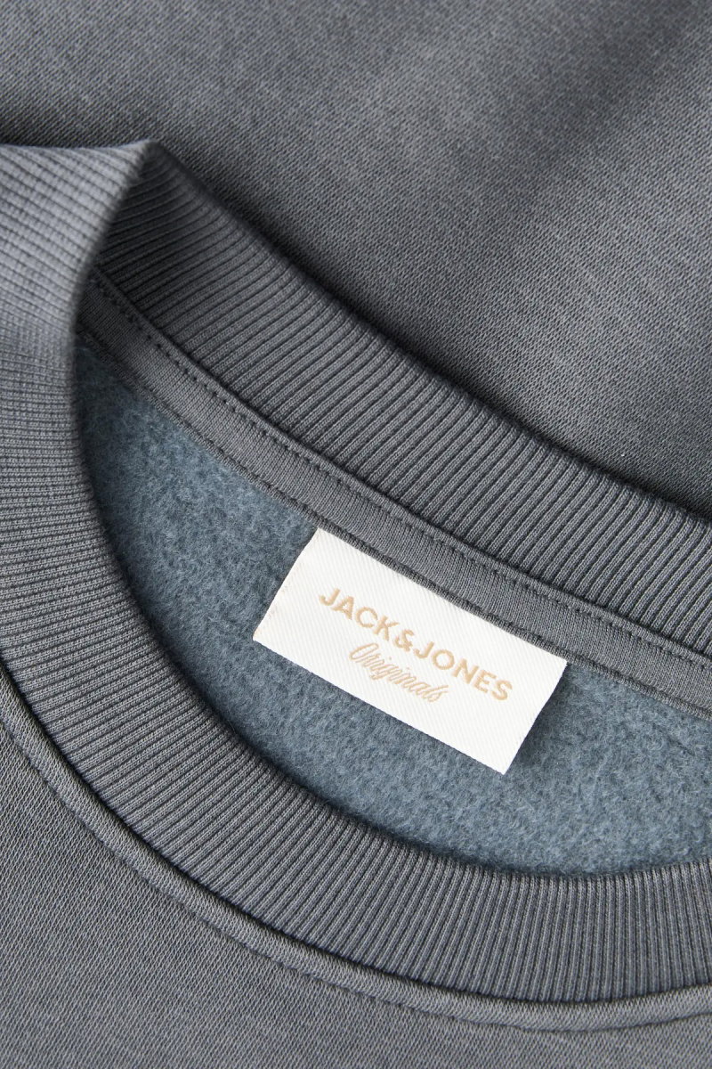 Jack & Jones Erkek Jorlogo Rahat Kalıp Bisiklet Yaka Sweatshirt 12290659 Asfalt - 4