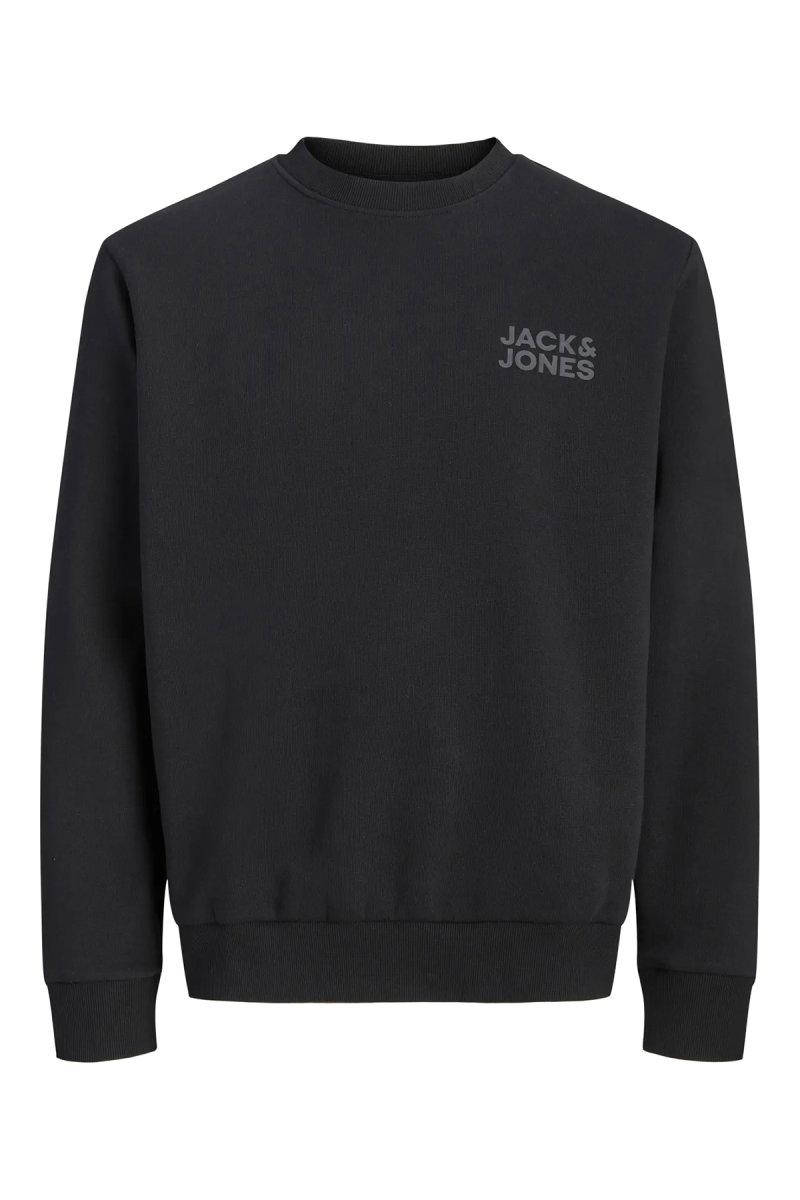 Jack & Jones Erkek Jorlogo Rahat Kalıp Bisiklet Yaka Sweatshirt 12290659 Siyah - Jack & Jones