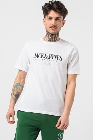 Jack & Jones Erkek Jorlucca Baskı Detaylı Bisiklet Yaka %100 Pamuk T-Shirt 12255636 Beyaz - 1