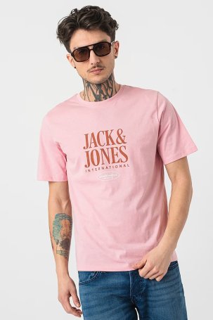 Jack & Jones Erkek Jorlucca Baskı Detaylı Bisiklet Yaka %100 Pamuk T-Shirt 12255636 Pembe - 2