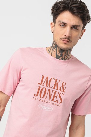 Jack & Jones Erkek Jorlucca Baskı Detaylı Bisiklet Yaka %100 Pamuk T-Shirt 12255636 Pembe - 3