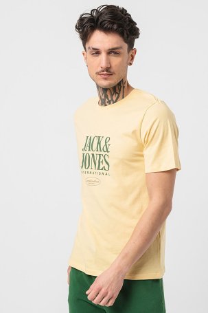 Jack & Jones Erkek Jorlucca Baskı Detaylı Bisiklet Yaka %100 Pamuk T-Shirt 12255636 Sarı - 2