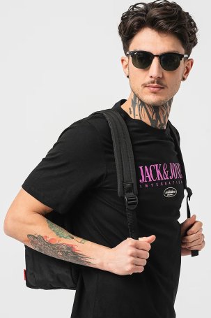 Jack & Jones Erkek Jorlucca Baskı Detaylı Bisiklet Yaka %100 Pamuk T-Shirt 12255636 Siyah - 2