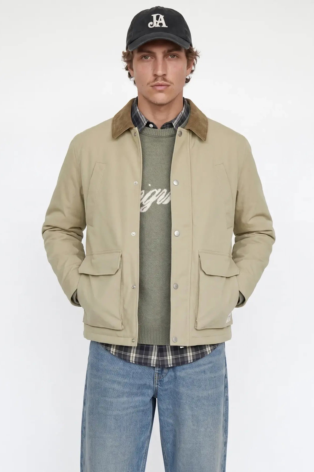 Jack & Jones Erkek Jornorrebro Çıt Çıt ve Fermuar Kapamalı Gömlek Yaka Mont 12301609 Bej - 2