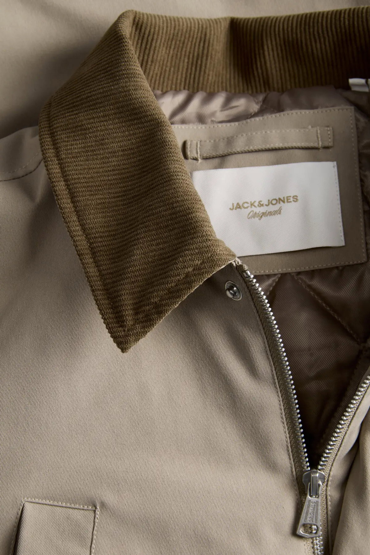 Jack & Jones Erkek Jornorrebro Çıt Çıt ve Fermuar Kapamalı Gömlek Yaka Mont 12301609 Bej - 3