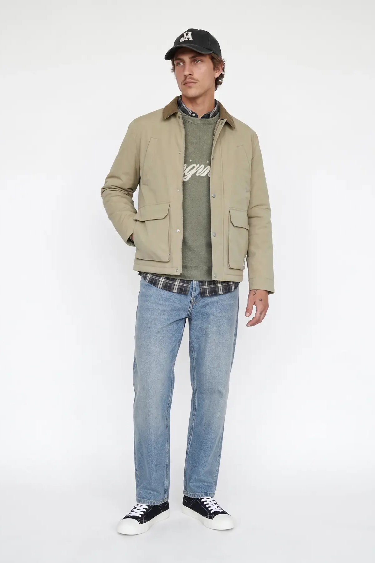 Jack & Jones Erkek Jornorrebro Çıt Çıt ve Fermuar Kapamalı Gömlek Yaka Mont 12301609 Bej - 4