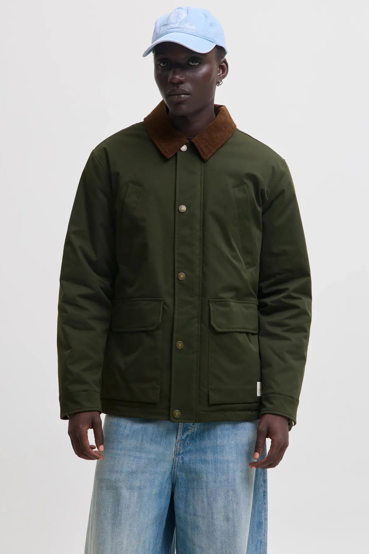 Jack & Jones Erkek Jornorrebro Çıt Çıt ve Fermuar Kapamalı Gömlek Yaka Mont 12301609 Haki - 1