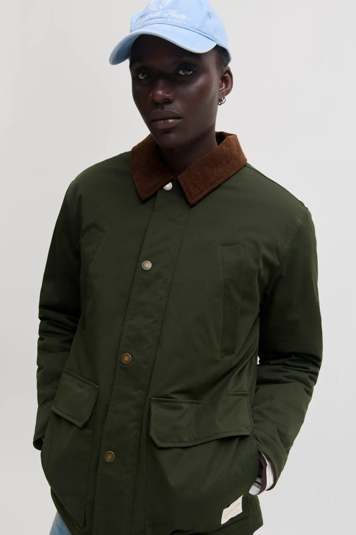 Jack & Jones Erkek Jornorrebro Çıt Çıt ve Fermuar Kapamalı Gömlek Yaka Mont 12301609 Haki - 2