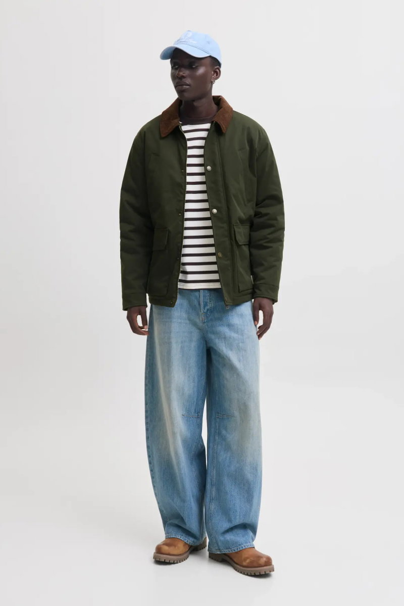 Jack & Jones Erkek Jornorrebro Çıt Çıt ve Fermuar Kapamalı Gömlek Yaka Mont 12301609 Haki - 4