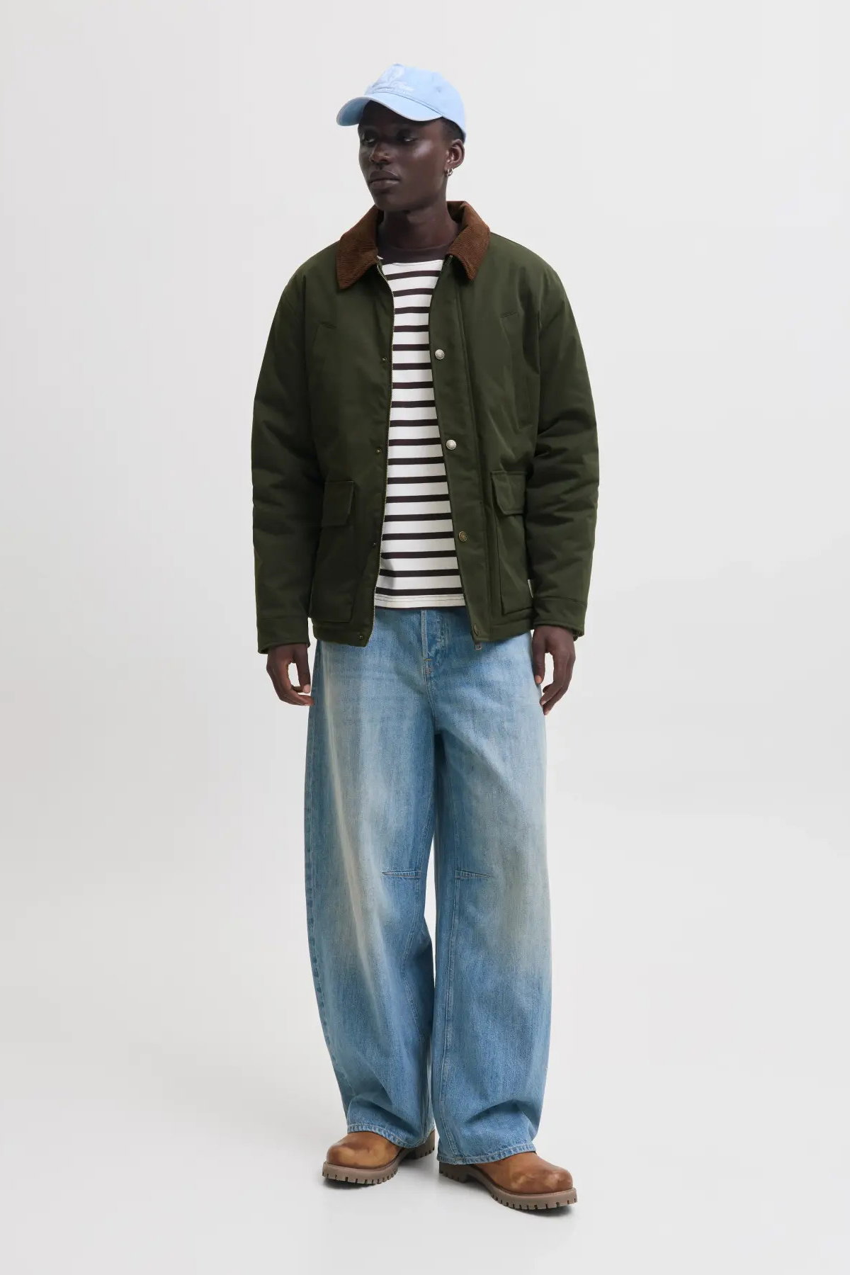 Jack & Jones Erkek Jornorrebro Çıt Çıt ve Fermuar Kapamalı Gömlek Yaka Mont 12301609 Haki - 4