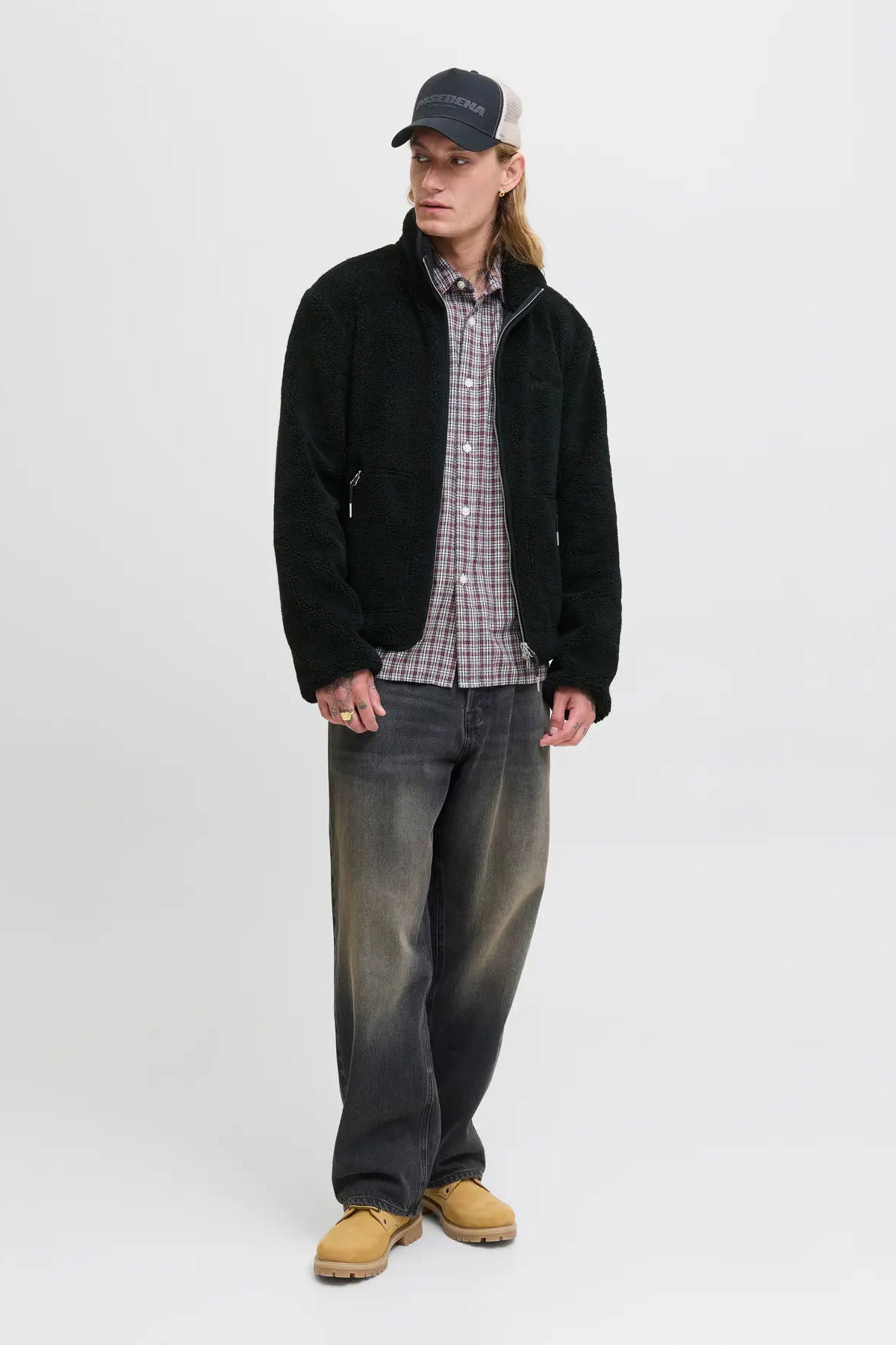 Jack & Jones Erkek Jornorrebro Dik Yaka Teddy Polar Mont 12282890 Siyah - 3