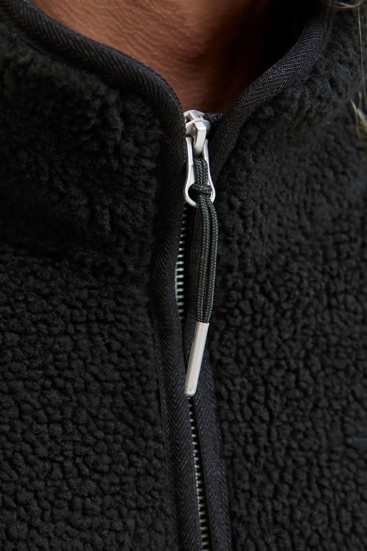 Jack & Jones Erkek Jornorrebro Dik Yaka Teddy Polar Mont 12282890 Siyah - 4