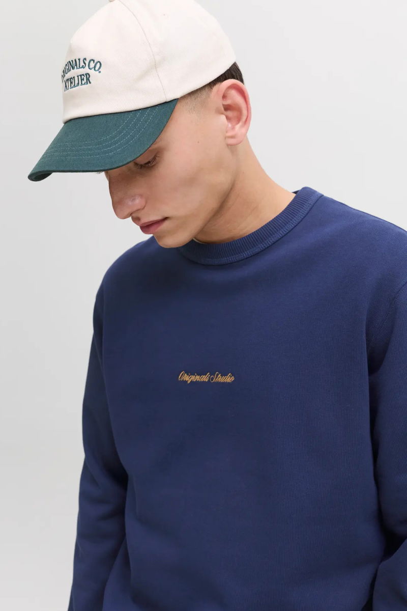 Jack & Jones Erkek Jornorrebro Rahat Kalıp Bisiklet Yaka Sweatshirt 12282893 Lacivert - 2