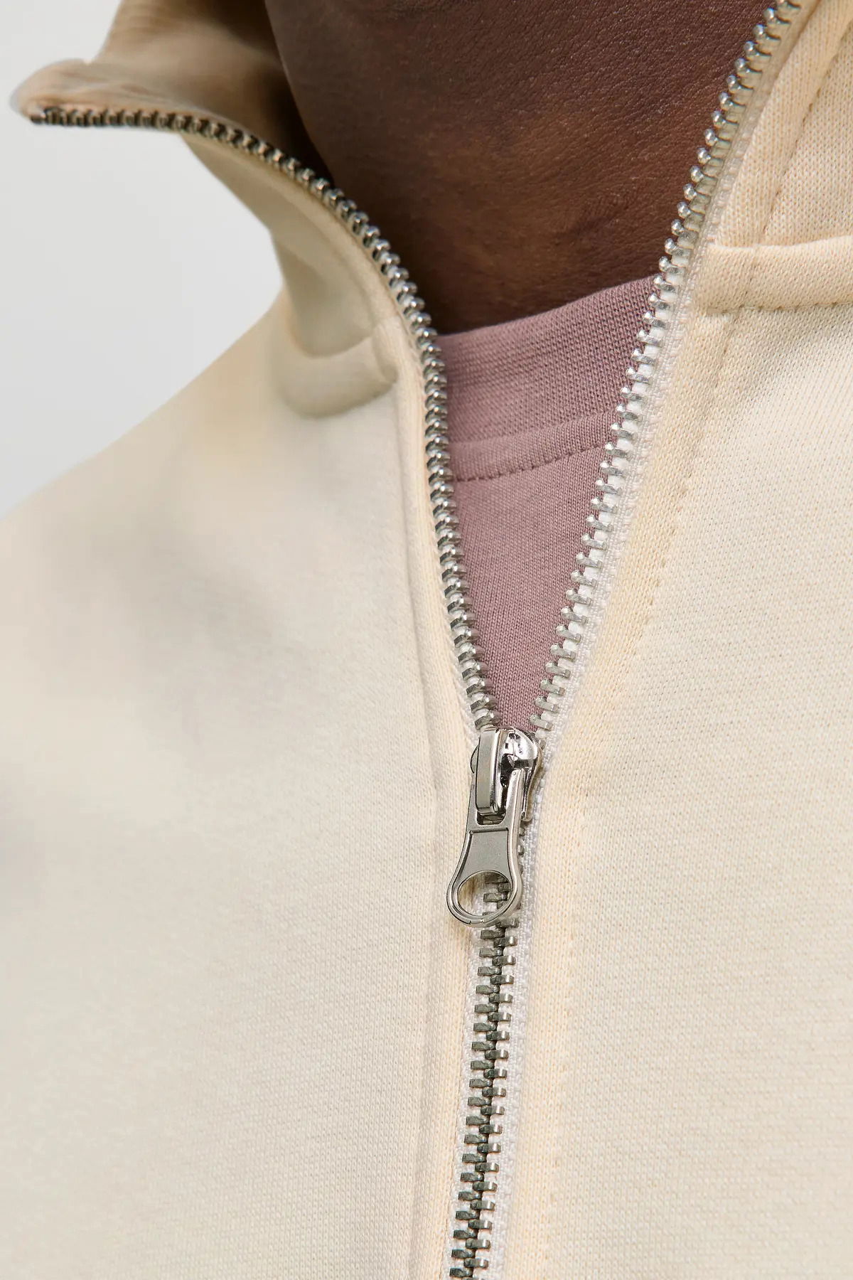 Jack & Jones Erkek Jornorrebro Yarım Fermuarlı Dik Yaka Sweatshirt 12282899 Ekru - 3