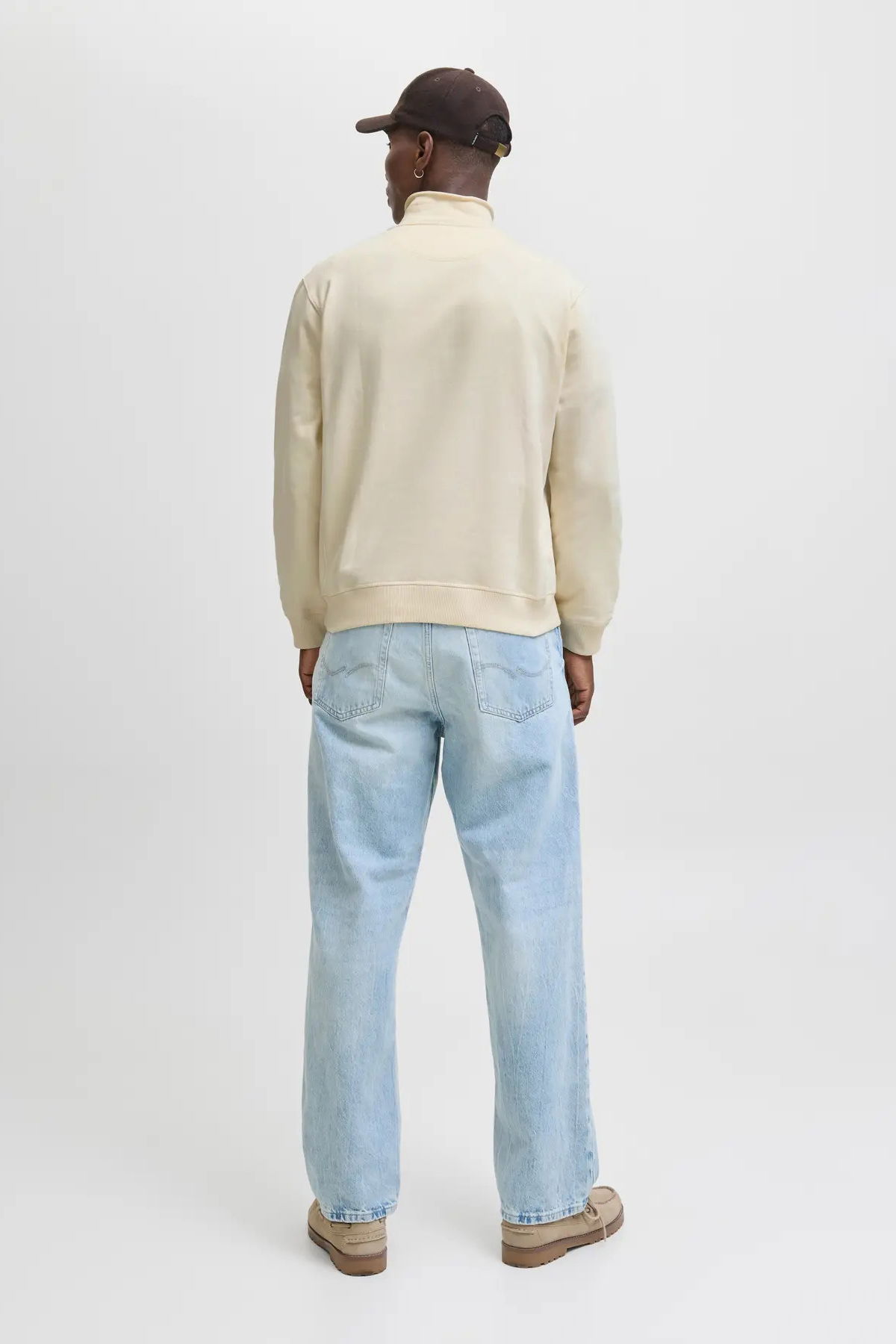 Jack & Jones Erkek Jornorrebro Yarım Fermuarlı Dik Yaka Sweatshirt 12282899 Ekru - 5