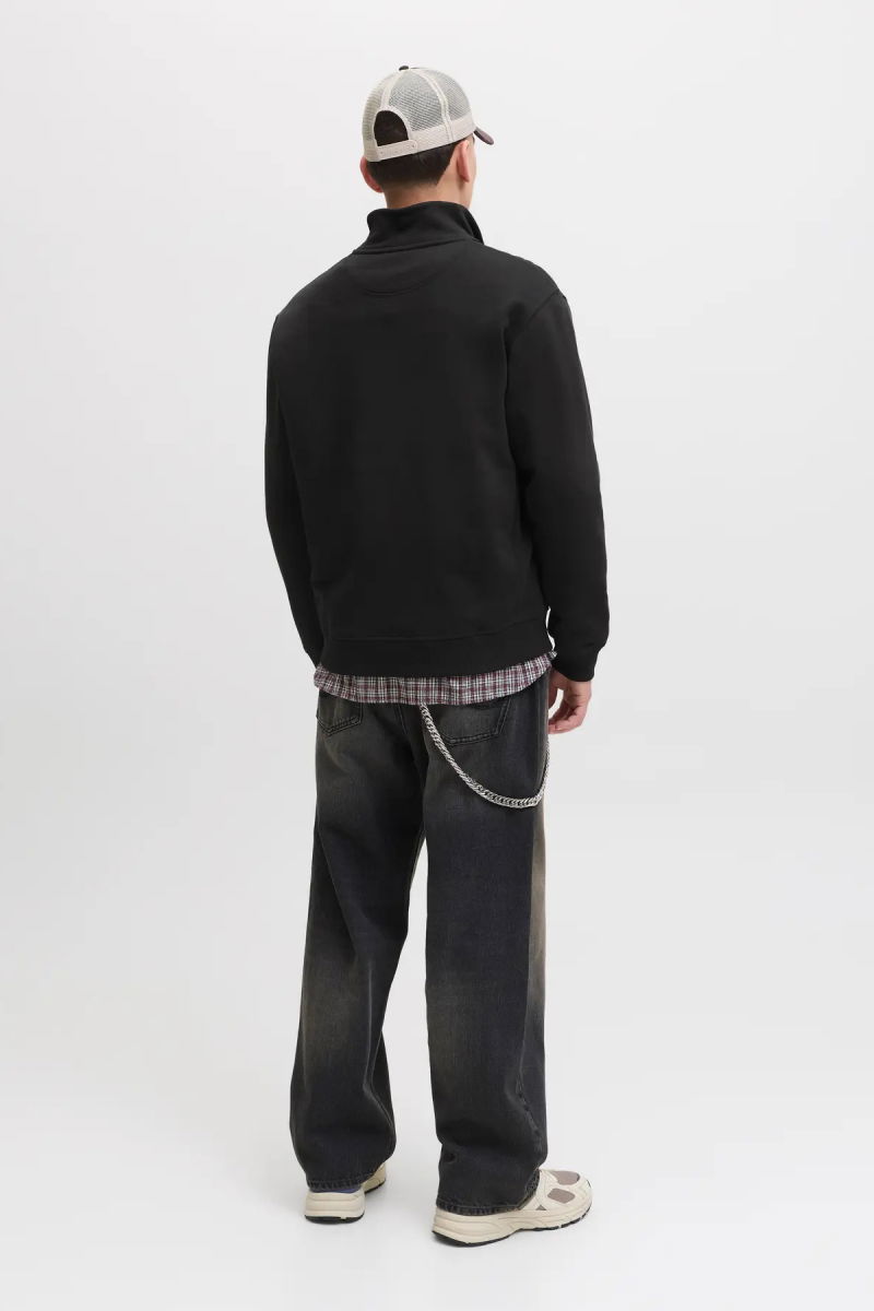 Jack & Jones Erkek Jornorrebro Yarım Fermuarlı Dik Yaka Sweatshirt 12282899 Siyah - 5