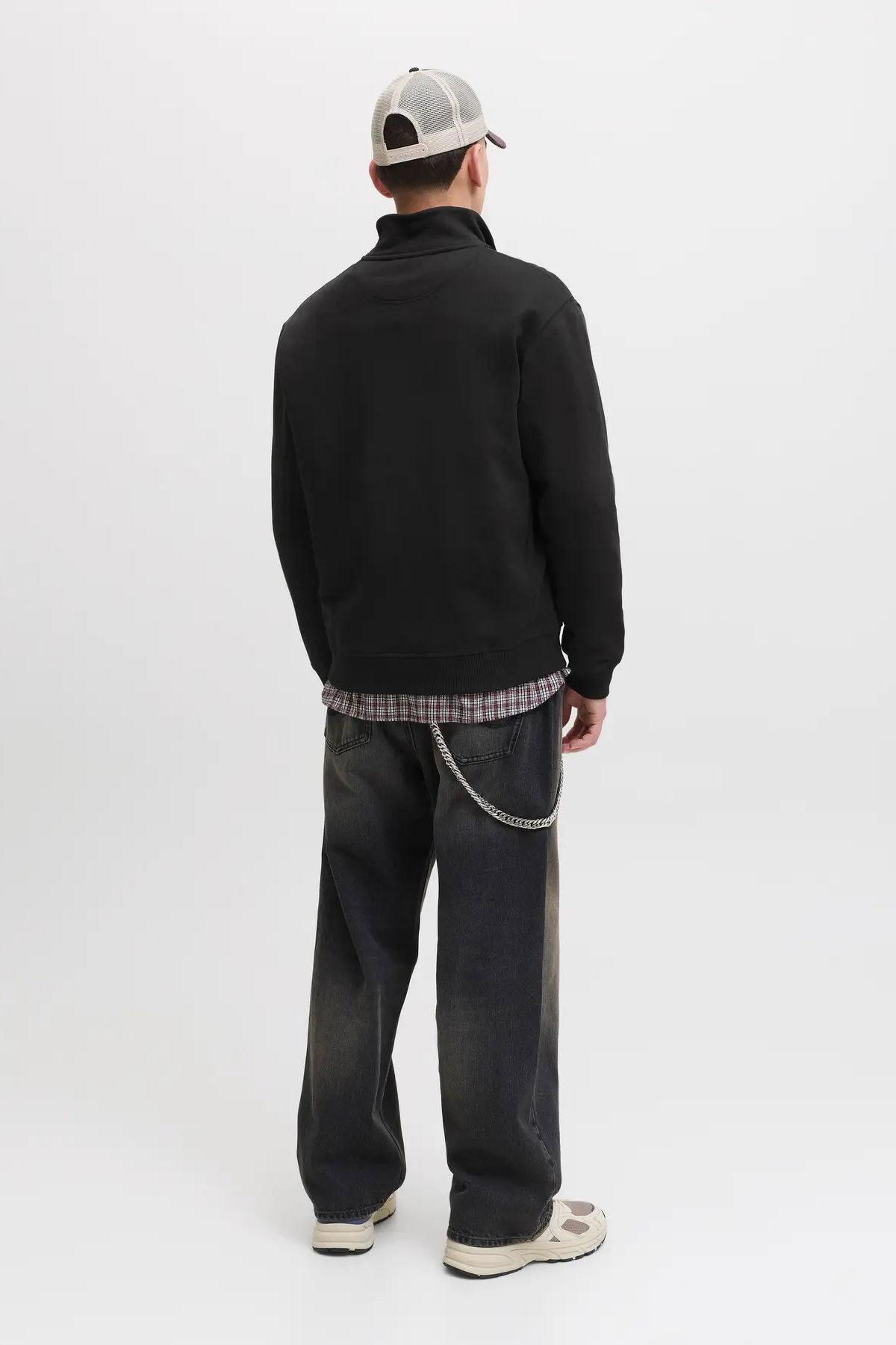 Jack & Jones Erkek Jornorrebro Yarım Fermuarlı Dik Yaka Sweatshirt 12282899 Siyah - 5