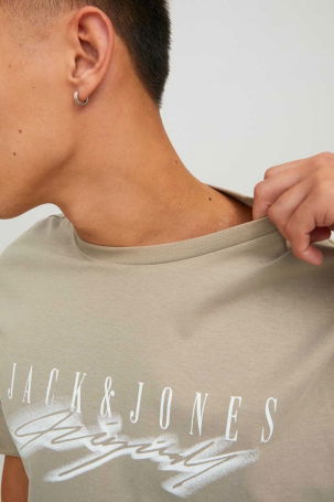 Jack & Jones Erkek Jorscrıpt Baskı Detaylı T-Shirt 12230179 Bej - 6