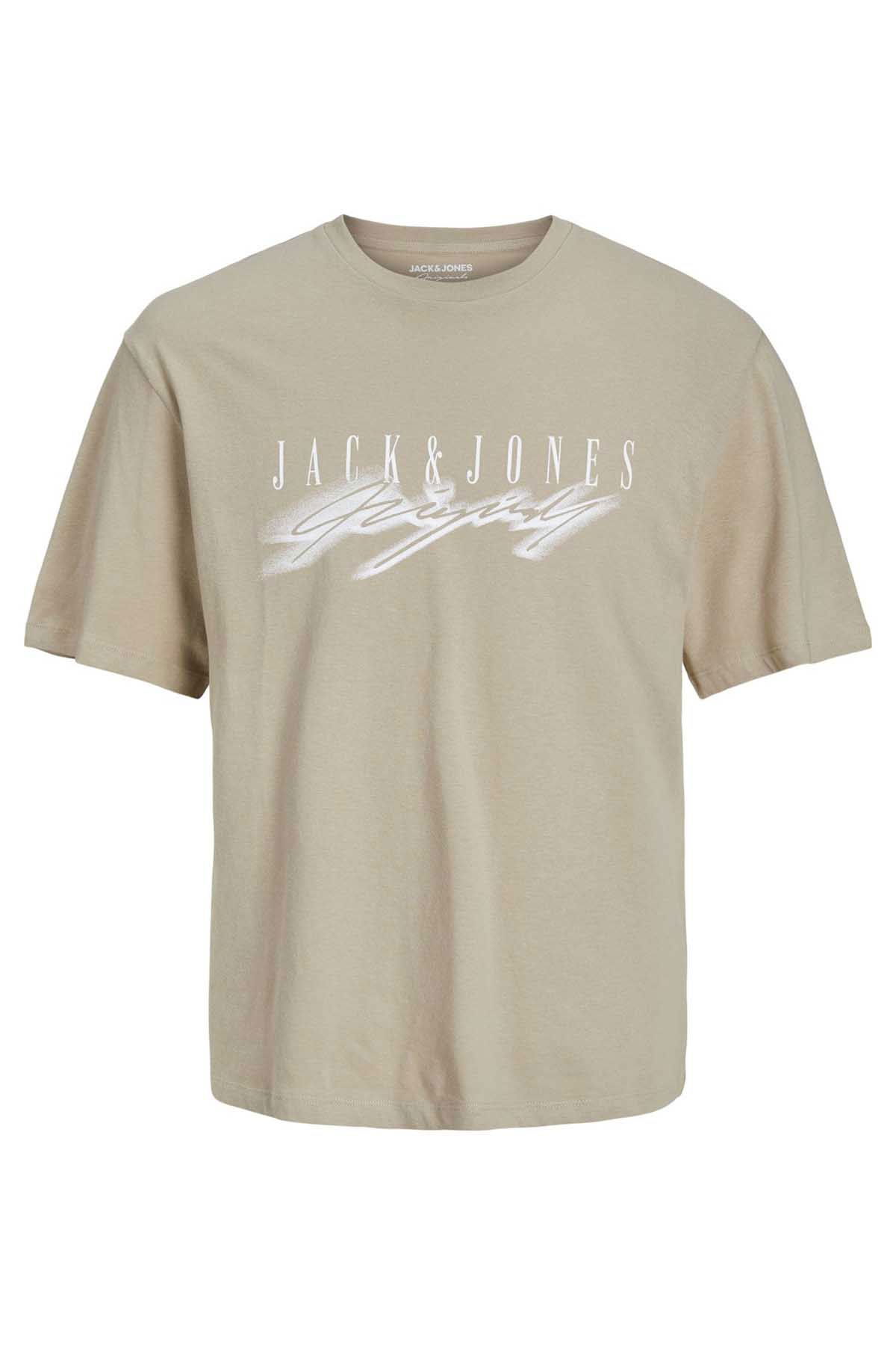 Jack & Jones Erkek Jorscrıpt Baskı Detaylı T-Shirt 12230179 Bej - 7