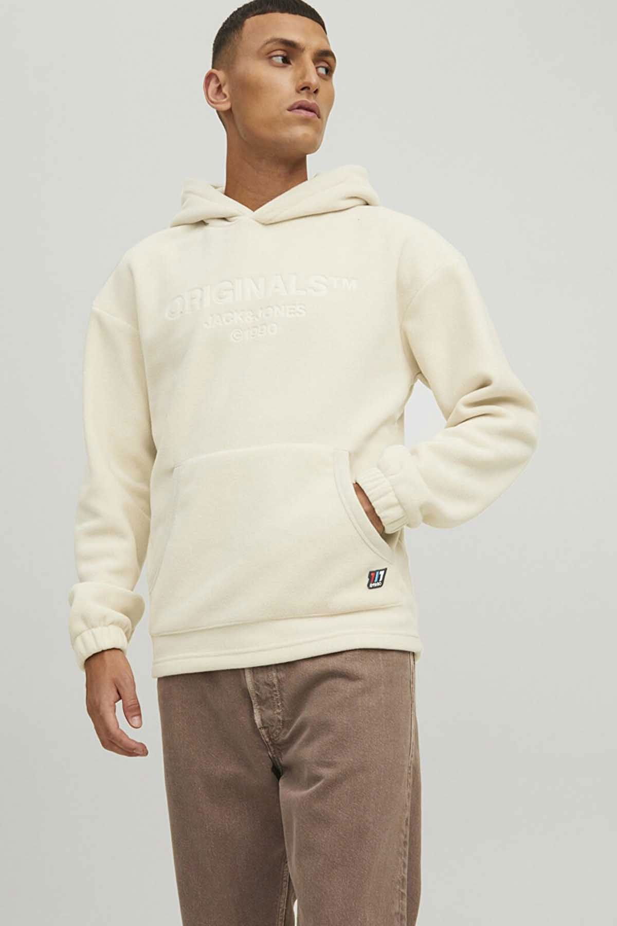 Jack & Jones Erkek Jorslope Fleece Polar Sweatshirt 63412216573 Bej - 1