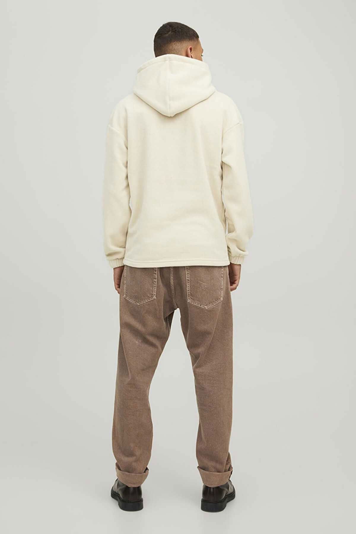 Jack & Jones Erkek Jorslope Fleece Polar Sweatshirt 63412216573 Bej - 5
