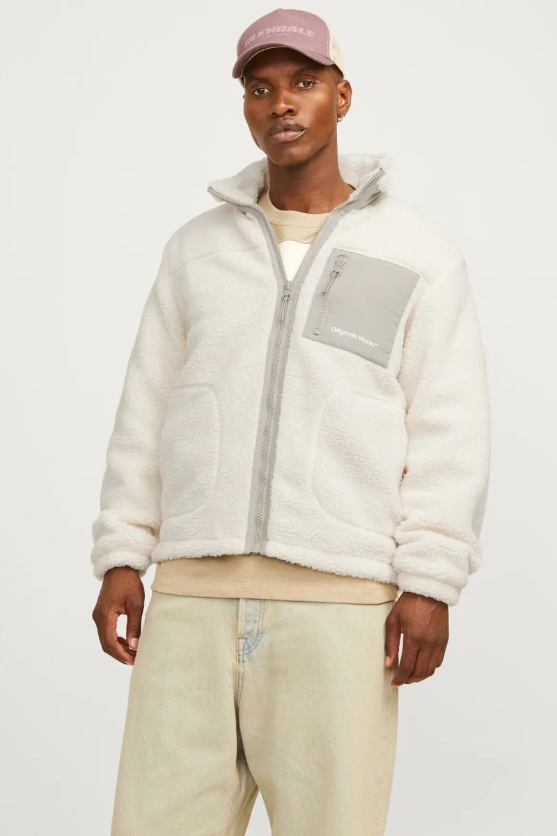 Jack & Jones Erkek Jorvesterbro Dik Yaka Peluş Ceket Mont 12260450 Ekru - 2