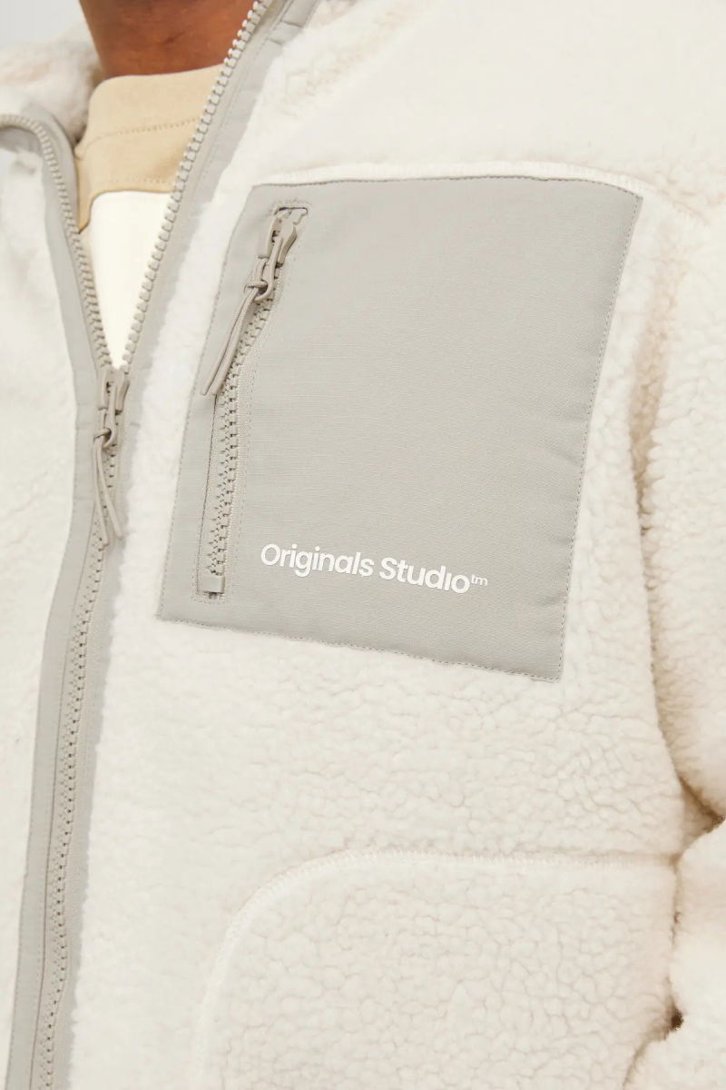 Jack & Jones Erkek Jorvesterbro Dik Yaka Peluş Ceket Mont 12260450 Ekru - 4