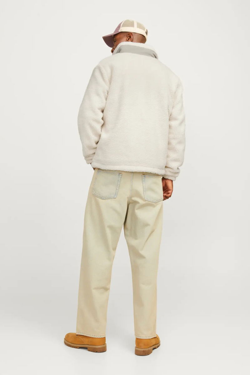 Jack & Jones Erkek Jorvesterbro Dik Yaka Peluş Ceket Mont 12260450 Ekru - 5