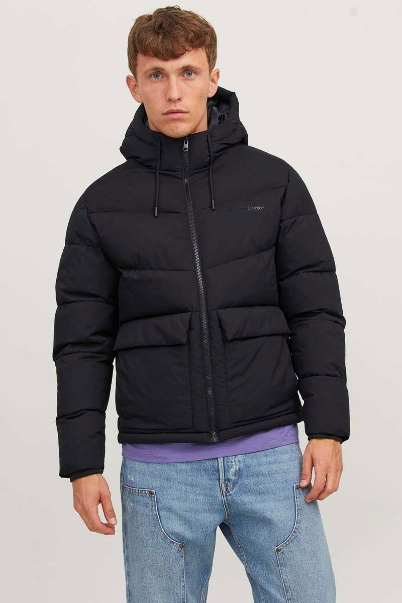 Jack & Jones Erkek Jorvesterbro Kapüşonlu Su Geçirmez Puffer Mont 12238849 Siyah - 1