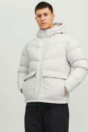 Jack & Jones Erkek Jorvesterbro Kapüşonlu Su Geçirmez Puffer Mont 12238849 Taş 