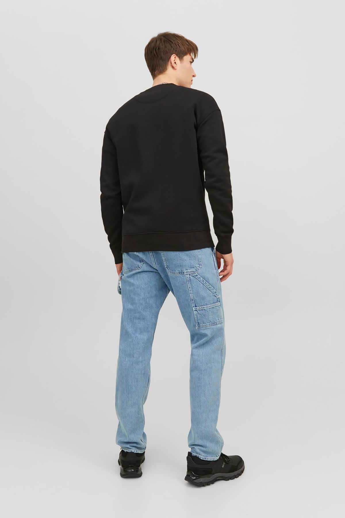 Jack & Jones Erkek Jorvesterbro Yazı Detaylı Bisiklet Yaka Sweatshirt 12241694 Siyah - 5