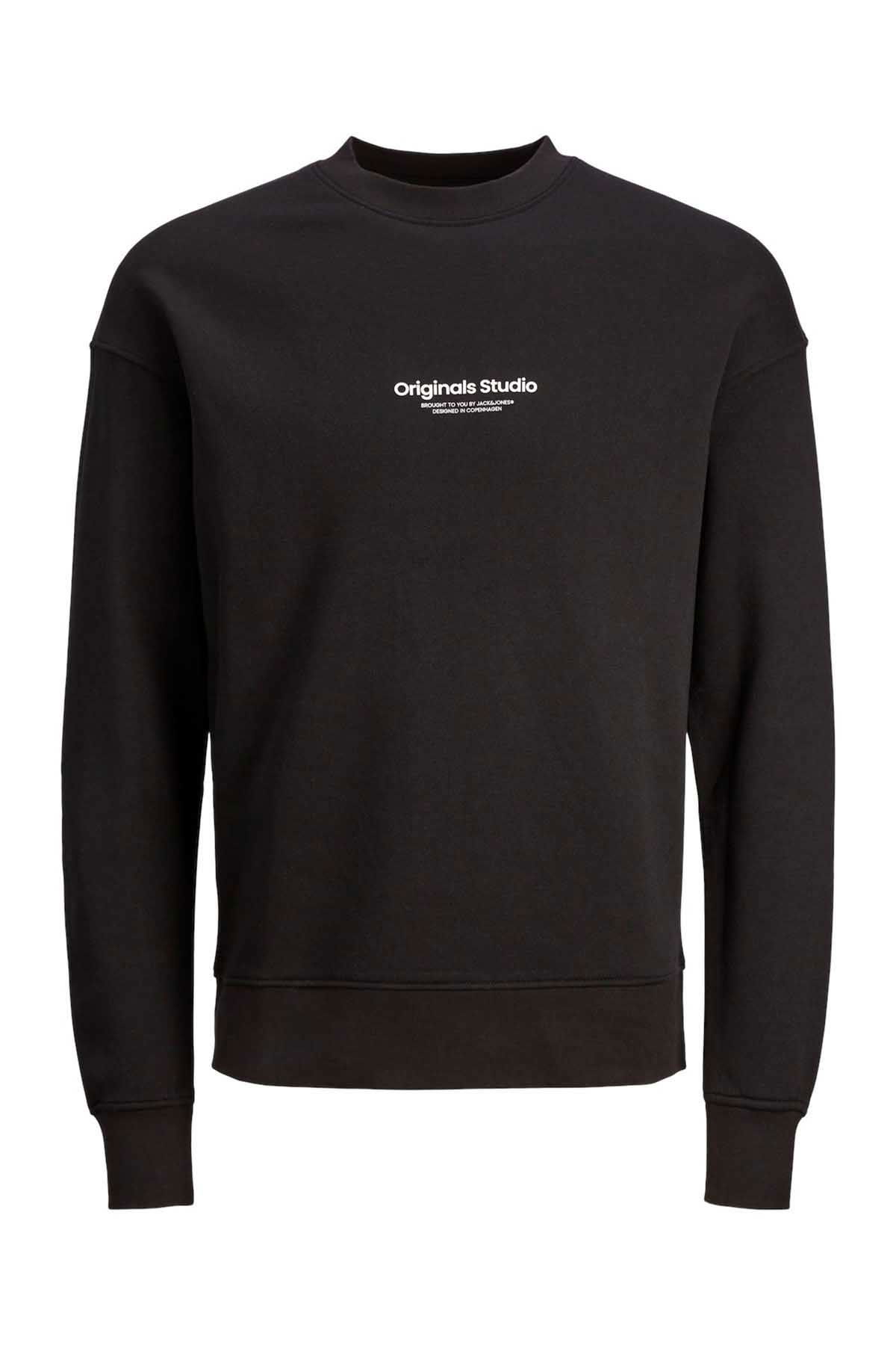 Jack & Jones Erkek Jorvesterbro Yazı Detaylı Bisiklet Yaka Sweatshirt 12241694 Siyah - 7