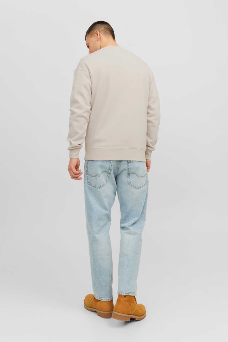 Jack & Jones Erkek Jorvesterbro Yazı Detaylı Bisiklet Yaka Sweatshirt 12241694 Taş - 5
