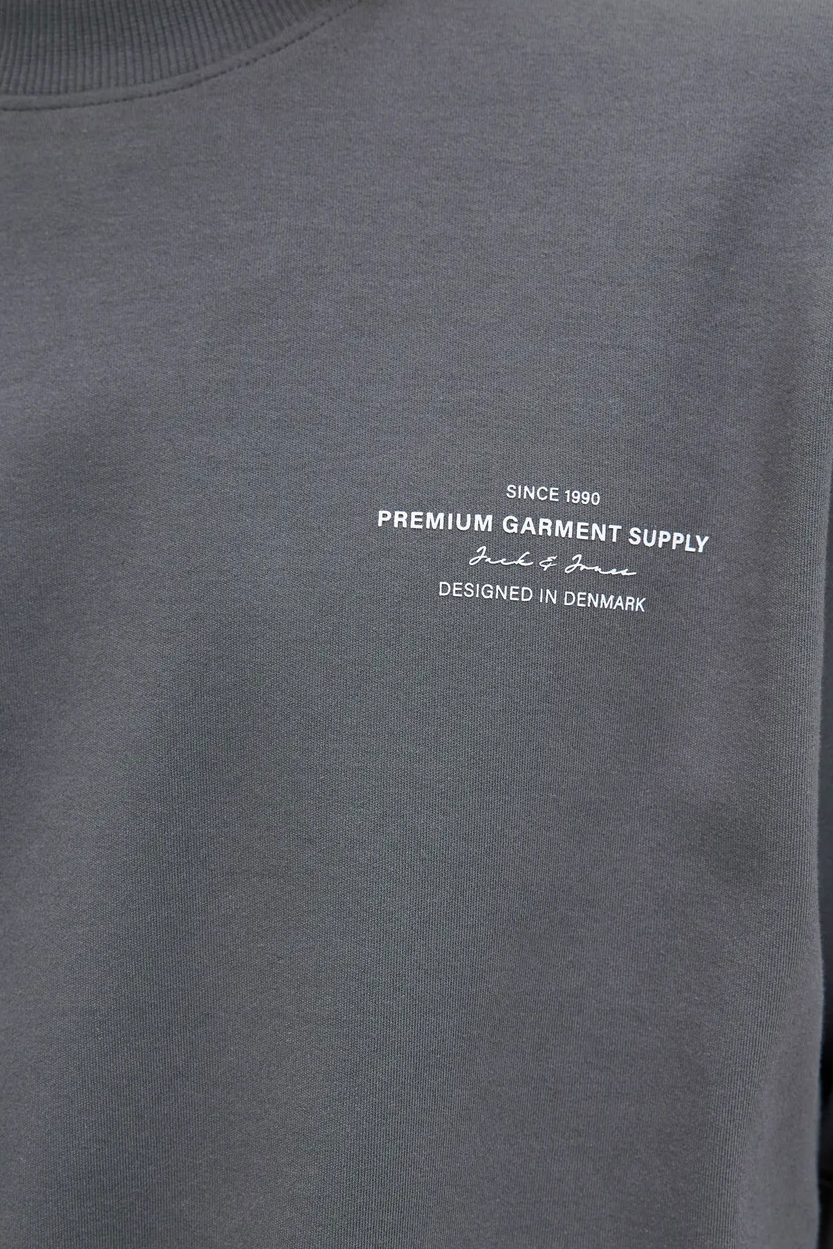 Jack & Jones Erkek Jprblachad Baskılı Bisiklet Yaka Sweatshirt 12261386 Füme - 4