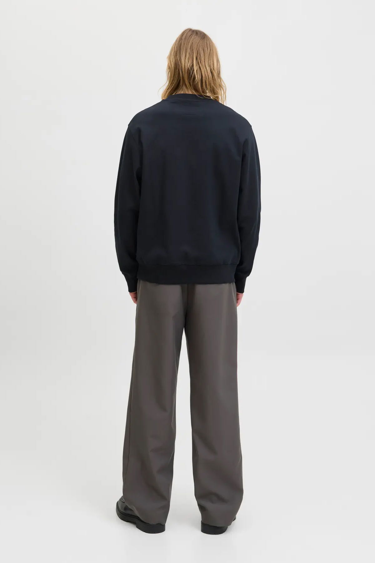 Jack & Jones Erkek Jprblachad Baskılı Bisiklet Yaka Sweatshirt 12261386 Siyah - 5