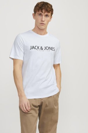 Jack & Jones Erkek Jprblajack Baskı Detaylı Bisiklet Yaka %100 Pamuk T-Shirt 12256971 Beyaz - 2