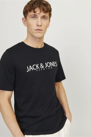 Jack & Jones Erkek Jprblajack Baskı Detaylı Bisiklet Yaka %100 Pamuk T-Shirt 12256971 Siyah - 1