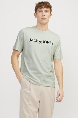 Jack & Jones Erkek Jprblajack Baskı Detaylı Bisiklet Yaka %100 Pamuk T-Shirt 12256971 Yeşil 