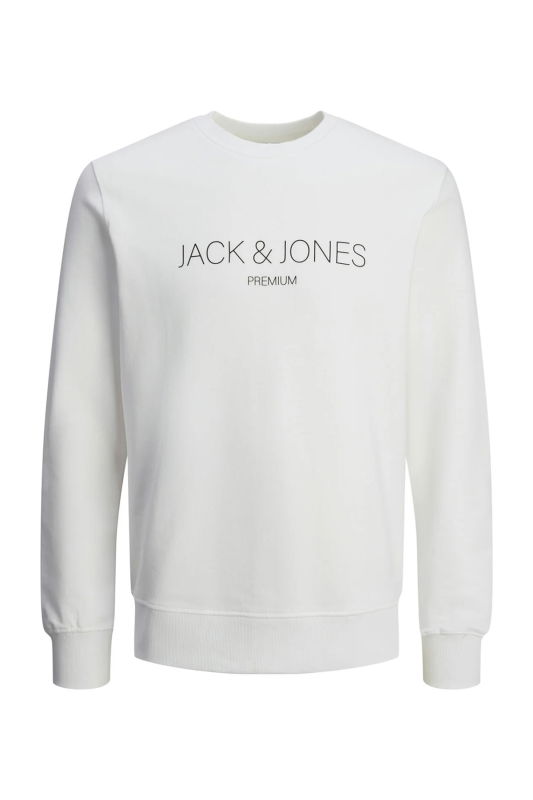 Jack & Jones Erkek Jprblajared Bisiklet Yaka %100 Pamuk Sweatshirt 12261873 Beyaz 