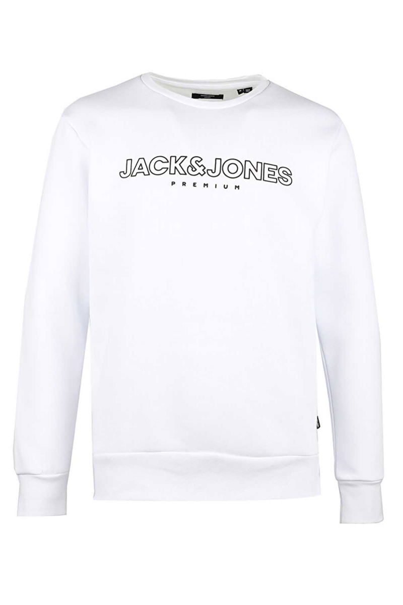 Jack & Jones Erkek Jprblajason Baskılı Bisiklet Yaka Sweatshirt 12245593 Beyaz - 1