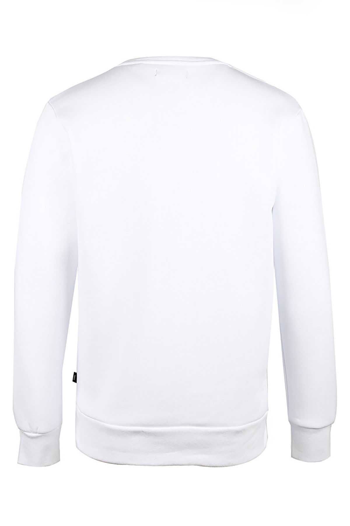 Jack & Jones Erkek Jprblajason Baskılı Bisiklet Yaka Sweatshirt 12245593 Beyaz - 3