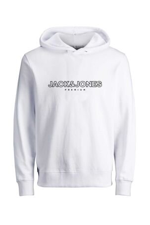 Jack & Jones Erkek Jprblajason Baskılı Kapüşonlu Sweatshirt 12249401 Beyaz 
