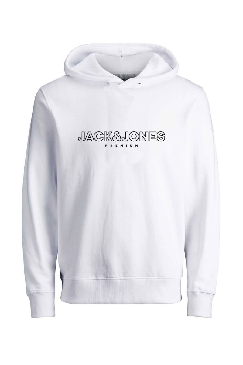 Jack & Jones Erkek Jprblajason Baskılı Kapüşonlu Sweatshirt 12249401 Beyaz - 1