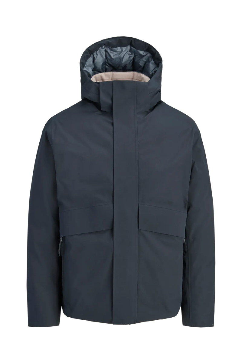 Jack & Jones Erkek Jprblamoon Kapüşonlu Su Geçirmez Puffer Mont 12301654 Lacivert - Jack & Jones